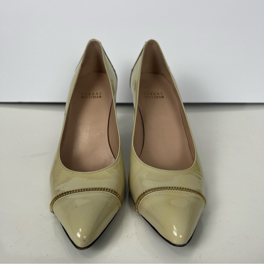Stuart Weitzman Patent Leather Pointed Toe Pumps Women Size 7.5 N High Heels Zip